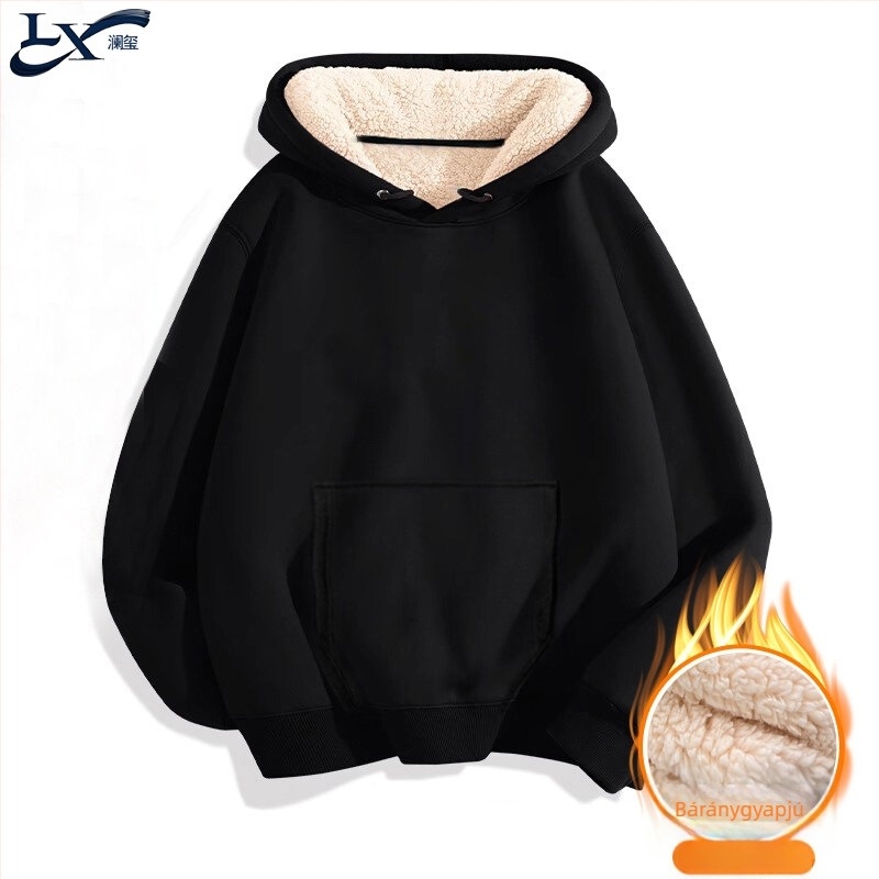 Férfi kapucnis pulóver fleece 460 g, húzókötéllel, laza szabású, mindennapi stílus