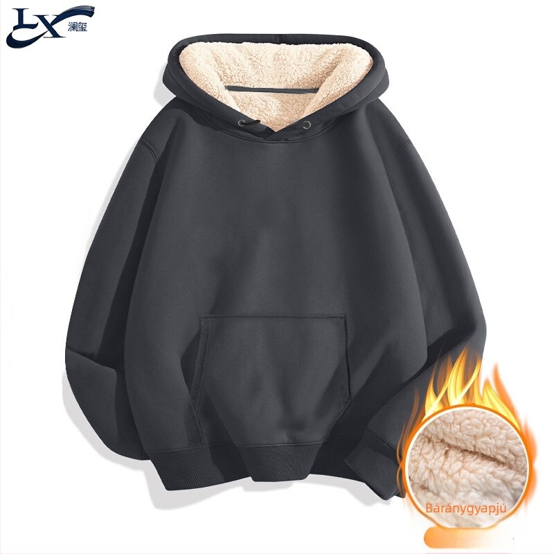 Férfi kapucnis pulóver fleece 460 g, húzókötéllel, laza szabású, mindennapi stílus