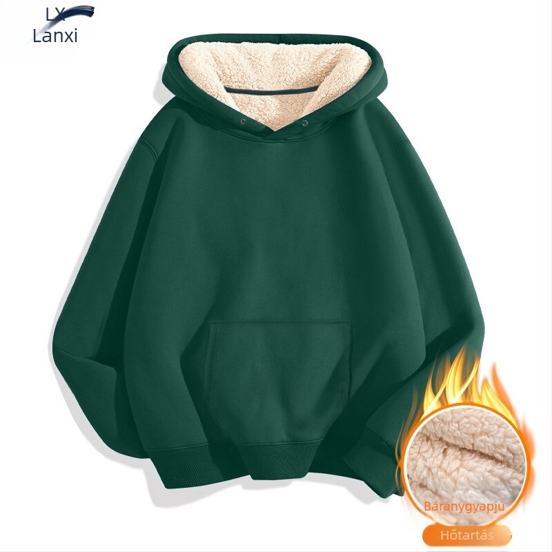Férfi kapucnis pulóver fleece 460 g, húzókötéllel, laza szabású, mindennapi stílus