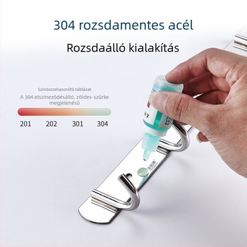 Fúrás nélküli falra szerelhető akasztó 304 rozsdamentes acélból, erős ragasztóval ruhákhoz, konyhához és fürdőszobához