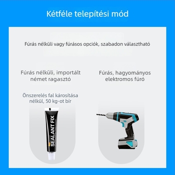 Fúrás nélküli falra szerelhető akasztó 304 rozsdamentes acélból, erős ragasztóval ruhákhoz, konyhához és fürdőszobához