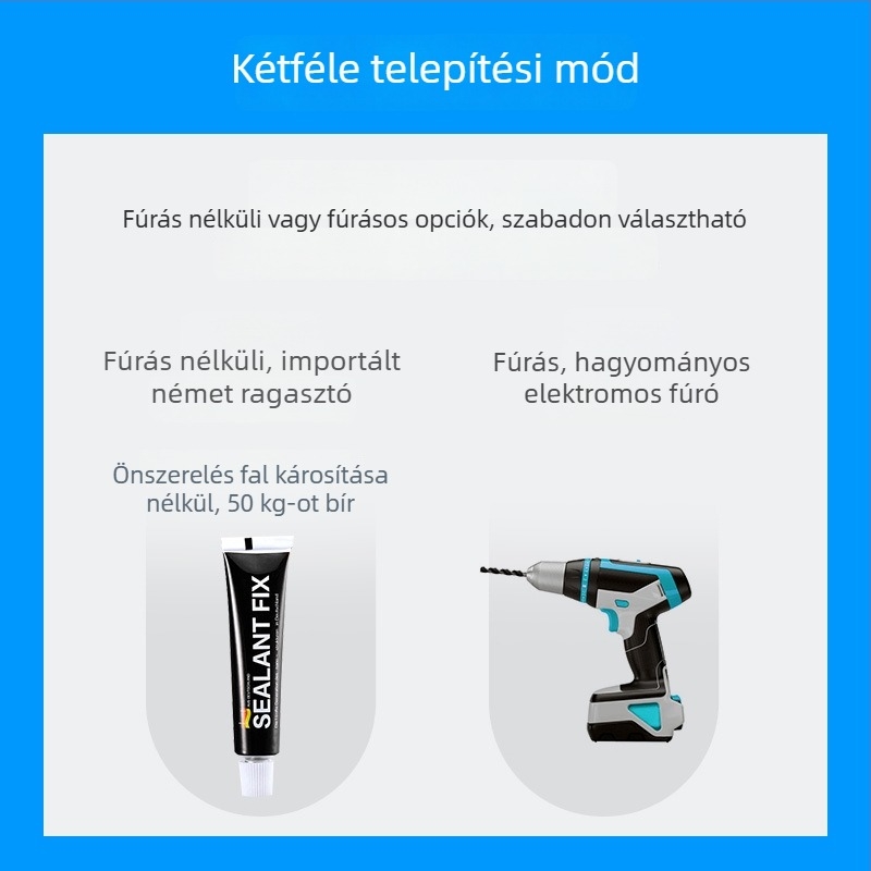 Fúrás nélküli falra szerelhető akasztó 304 rozsdamentes acélból, erős ragasztóval ruhákhoz, konyhához és fürdőszobához