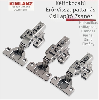 Kétfokozat hidraulikus visszarugós zsanér bútorokhoz, gyors felszerelés, csendes működés