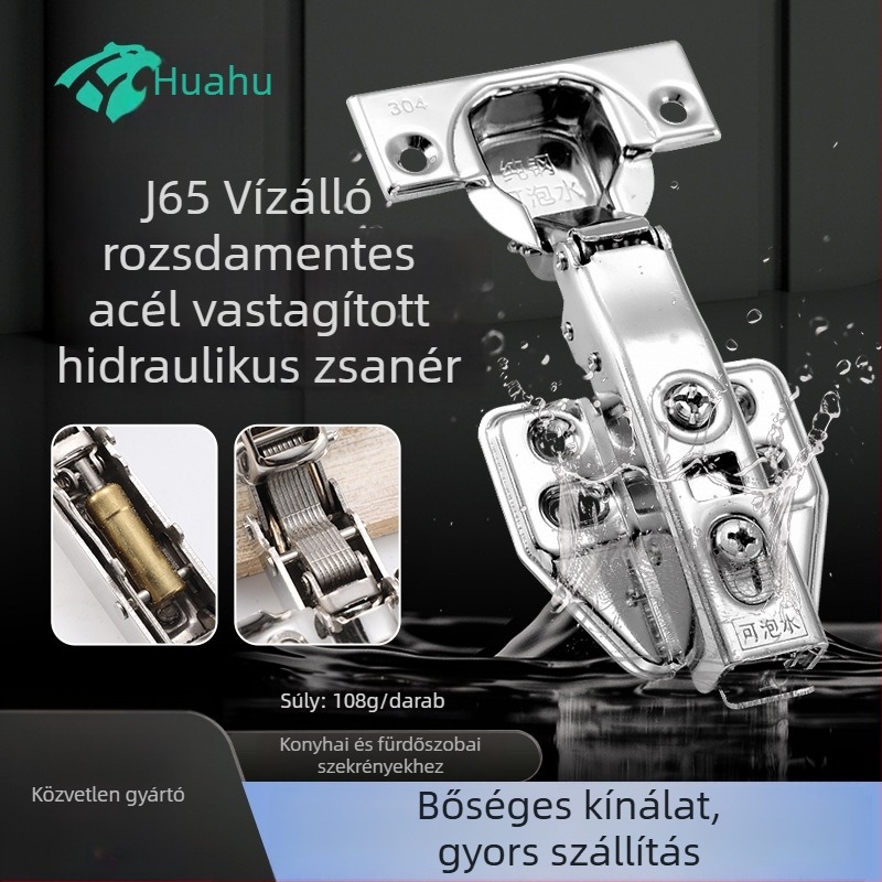 Leválasztható hidraulikus csuklópánt szekrény- és fürdőszobai ajtókhoz, rozsdamentes acél, modell J65, vízálló hardver
