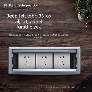 Asztali kábelkezelő doboz, kábelnyílás fedéllel és alsó tálcával, multifunkcionális 86-os aljzat, rejtett