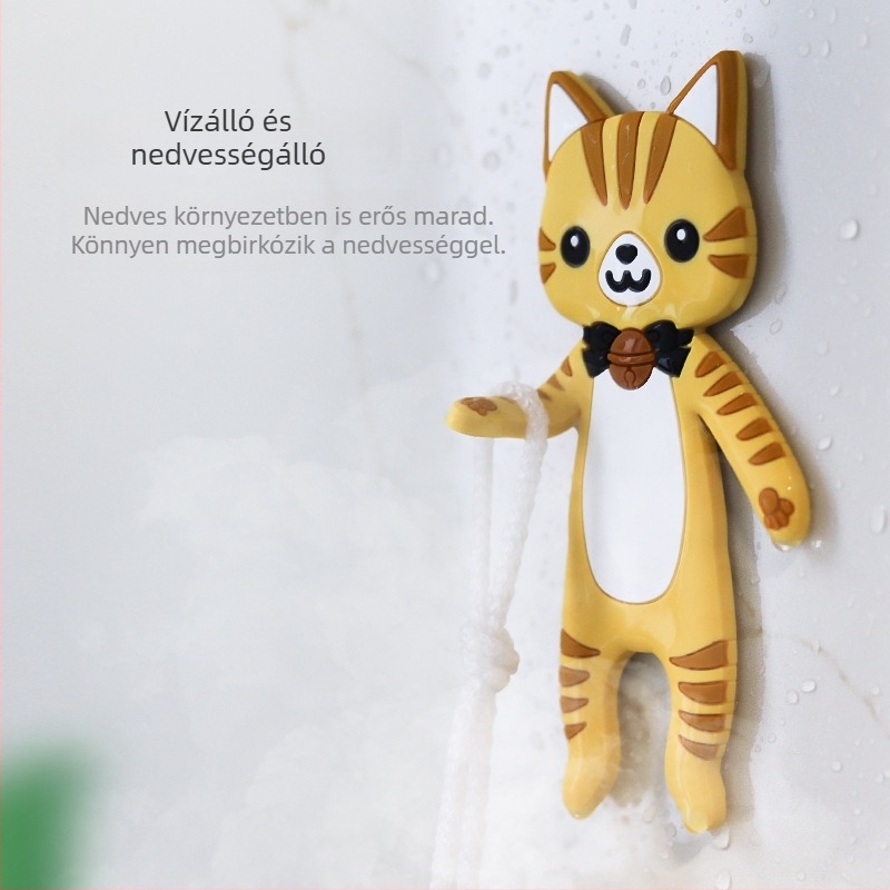 Állat alakú tapadó kampó – aranyos rajzfilmszerű dizájn, PVC, szög nélkül