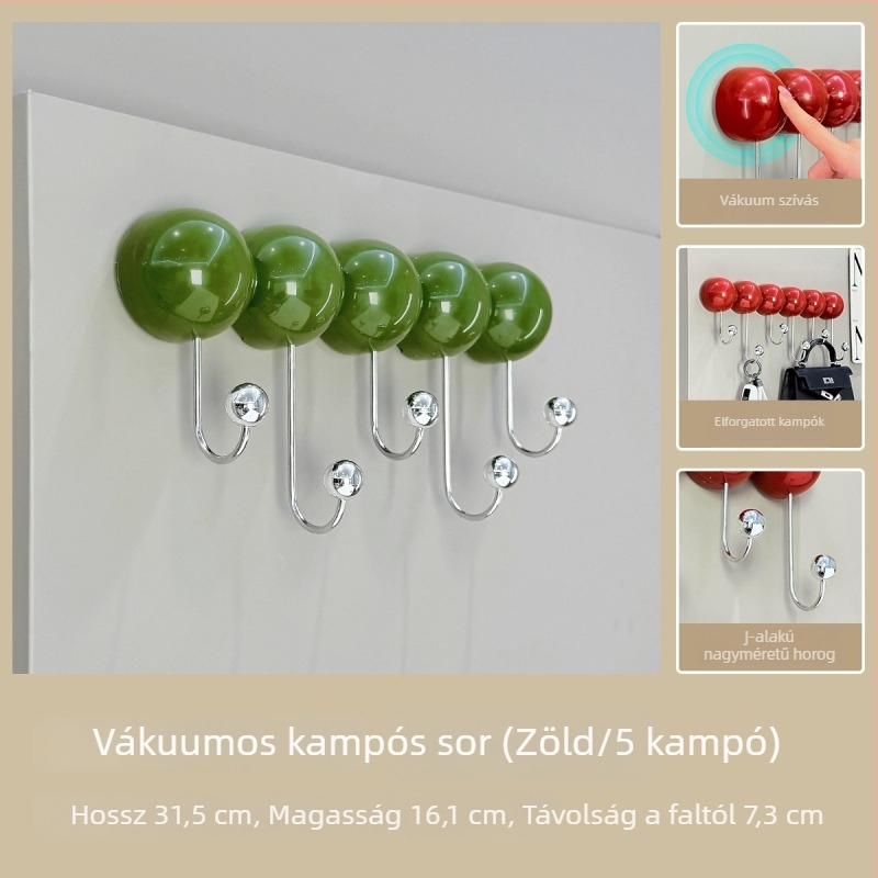 Vákuumos ajtófüggesztő, fúrás nélkül, teherbíró, falra szerelhető, nyom nélkül, kabátokhoz és ruházathoz, előszoba és hálószoba tároláshoz