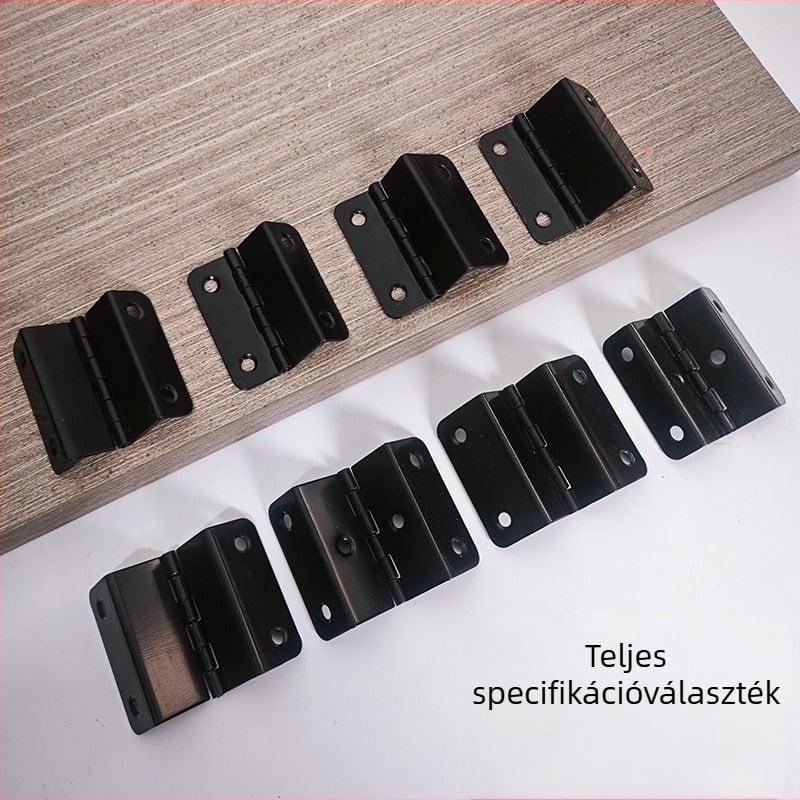 41 mm fekete elektroforézissel bevont zsanér, három- és négyszer hajlított, dupla görbületű, szekrényajtókhoz és fa dobozokhoz