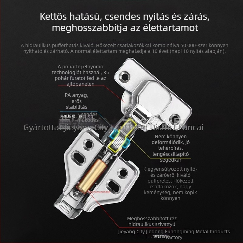 Pozícionáló típusú kétszintű hidraulikus pánt rézzel bevont alapzattal, korrózióálló, otthoni gardróbok és szekrények ajtóihoz csillapító funkcióval