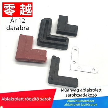 Ablakrostély háló sarokcsatlakozója, 7-es alakú vas sarok, nylon és vas összetétel, külső műanyag és alumínium ötvözet, modern minimalista stílus