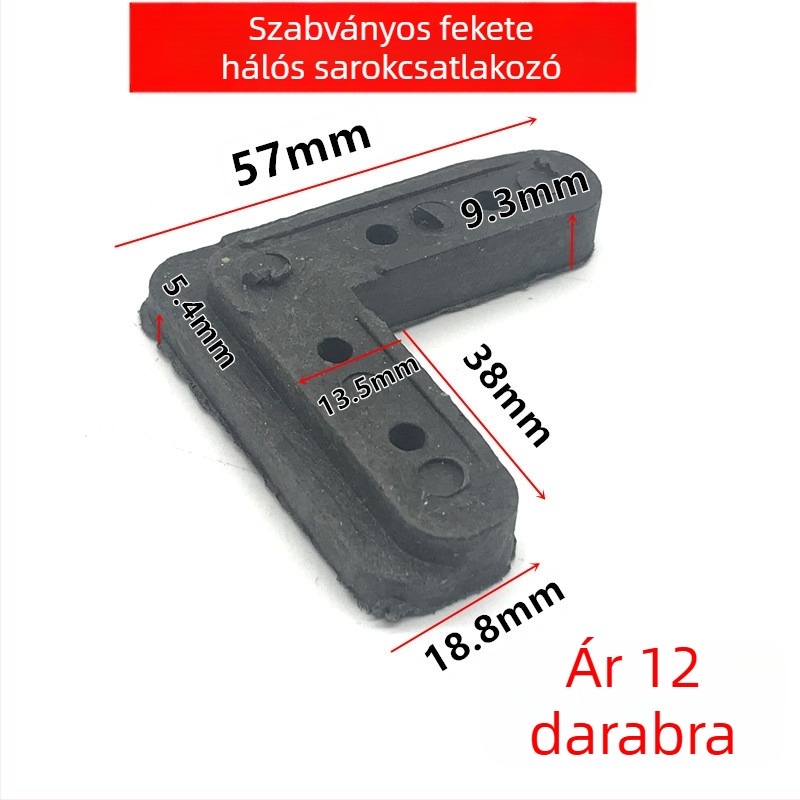 Ablakrostély háló sarokcsatlakozója, 7-es alakú vas sarok, nylon és vas összetétel, külső műanyag és alumínium ötvözet, modern minimalista stílus