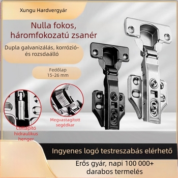 Háromfokozatú hidraulikus pánt, rézbevonatú, korrózióálló, nullszögű csillapítóval, vastagajtókhoz
