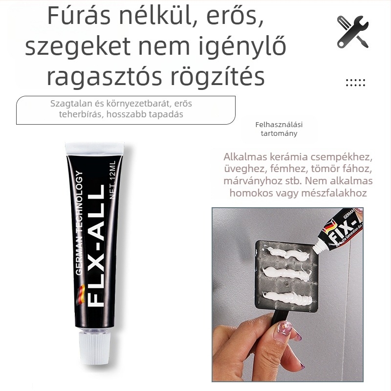 Rozsdamentes acél ruhakapó, ragasztós, fúrás nélkül, az ajtó mögé szerelhető
