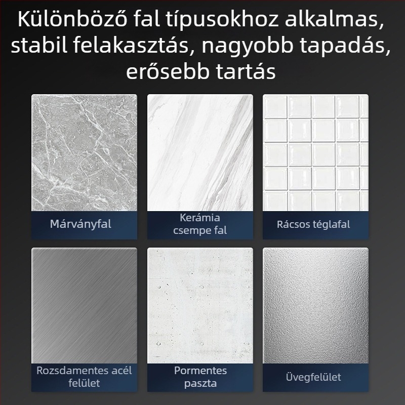 Rozsdamentes acél ruhakapó, ragasztós, fúrás nélkül, az ajtó mögé szerelhető