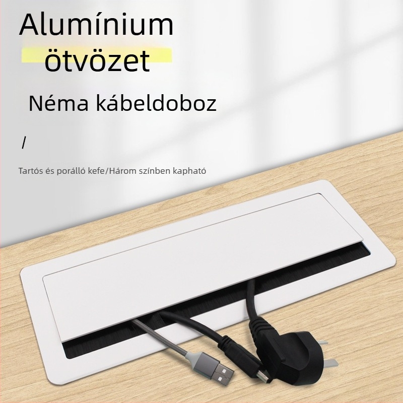 Kábelnyílásfedél alumíniumötvözetből, brushed felülettel, íróasztalokhoz és szekrényekhez