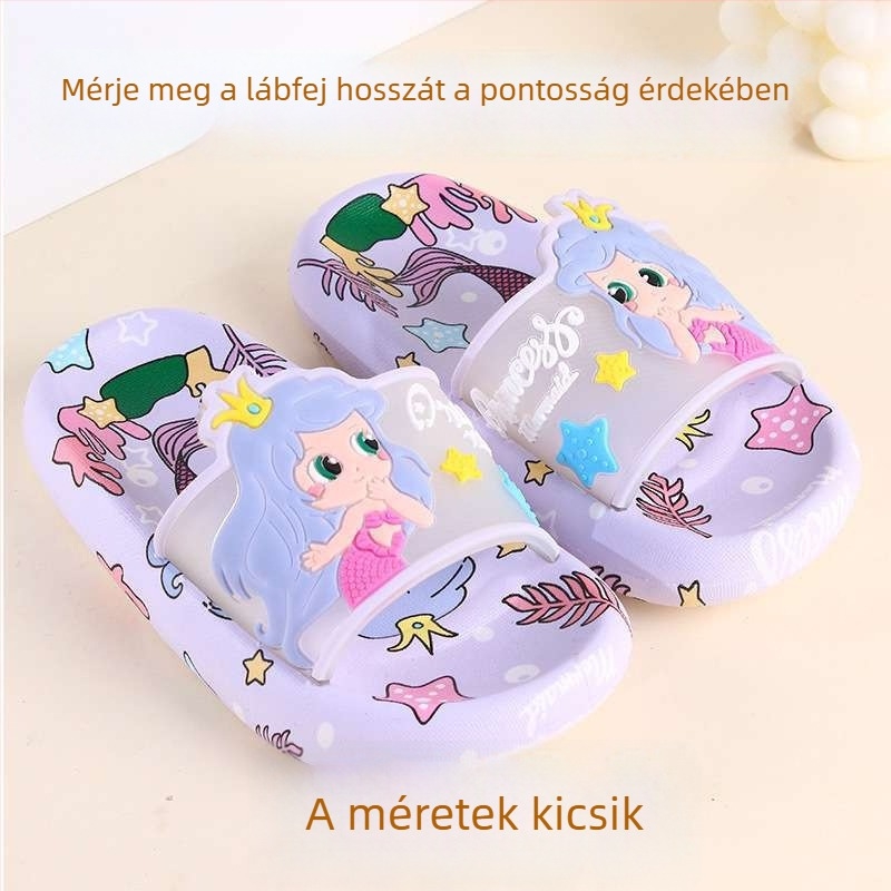 Gyerekeknek készült papucs hercegnő motívummal, lányoknak, beltéri használatra, csúszásmentes talppal, nyár, puha talp