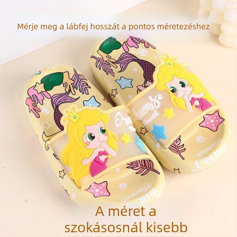 Gyerekeknek készült papucs hercegnő motívummal, lányoknak, beltéri használatra, csúszásmentes talppal, nyár, puha talp