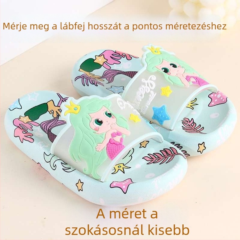 Gyerekeknek készült papucs hercegnő motívummal, lányoknak, beltéri használatra, csúszásmentes talppal, nyár, puha talp