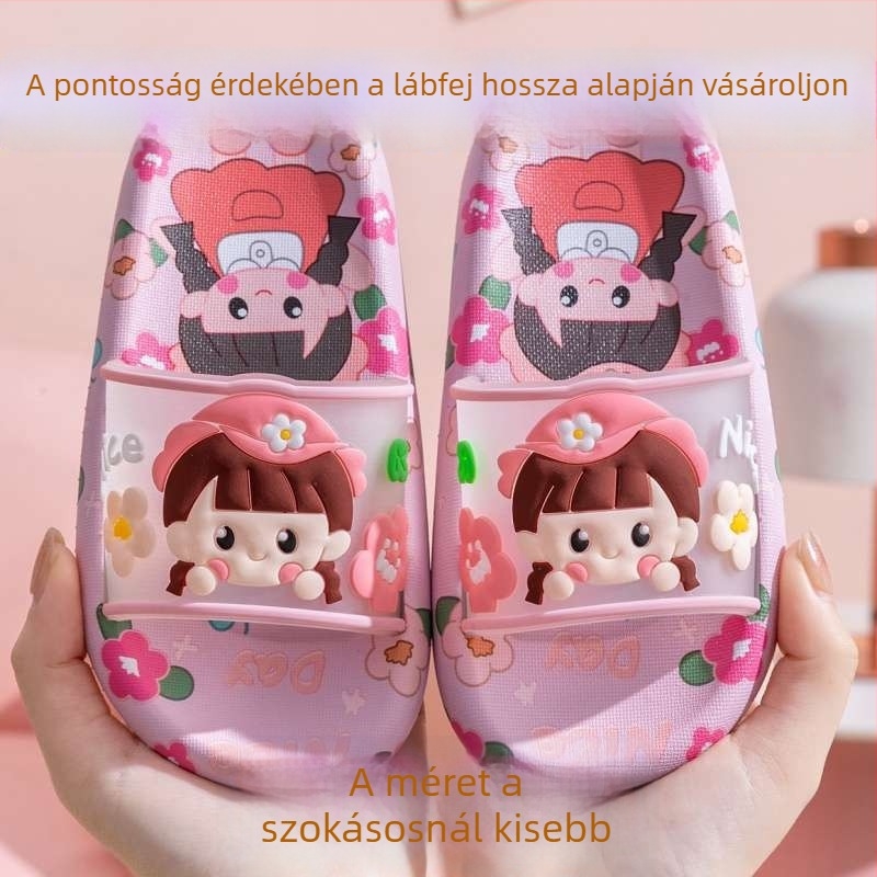 Gyerekeknek készült papucs hercegnő motívummal, lányoknak, beltéri használatra, csúszásmentes talppal, nyár, puha talp