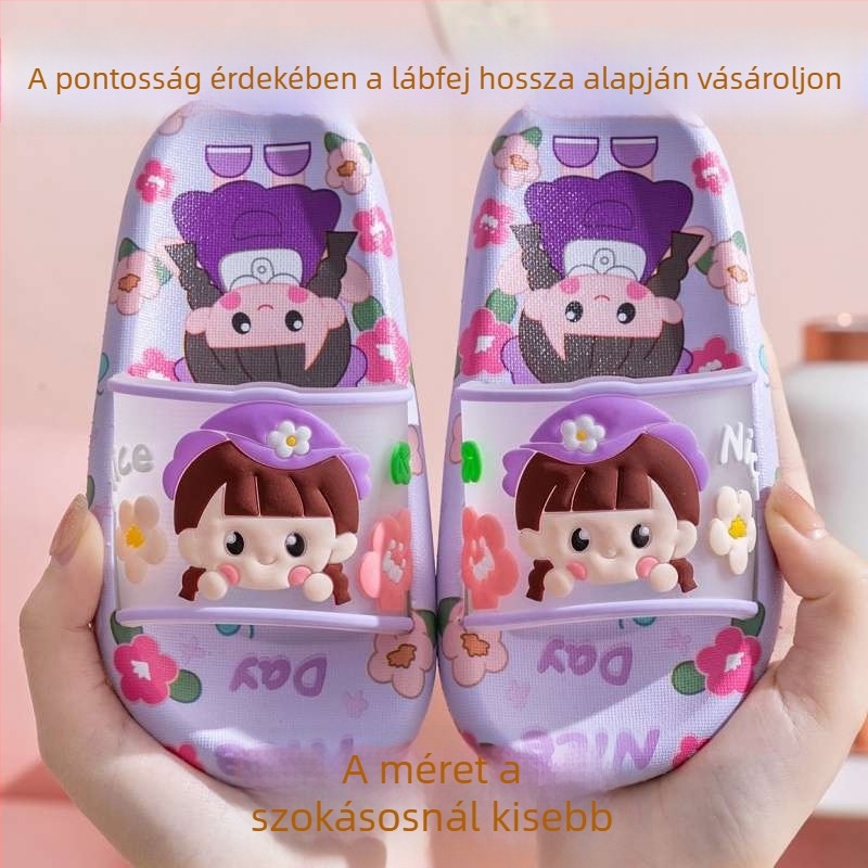 Gyerekeknek készült papucs hercegnő motívummal, lányoknak, beltéri használatra, csúszásmentes talppal, nyár, puha talp