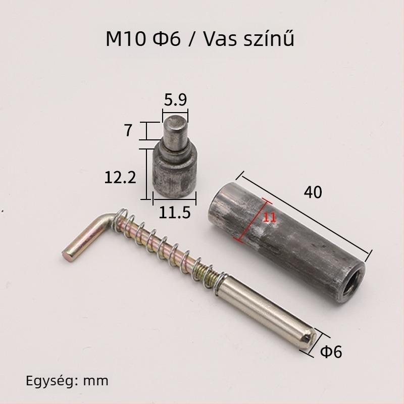 HL117 hengeres rugós zár és hegesztett ajtópántok, mozgatható felső és alsó ajtópánt, szénacél 3,5 mm