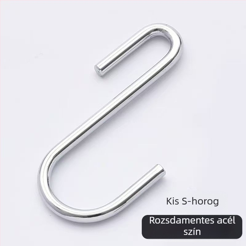 S-alakú kampók krómozott fémből, konyha és ruhásszekrényhez, tároláshoz és rendszerezéshez, 10 darabos készlet, 15 kg teherbírás, modern dizájn
