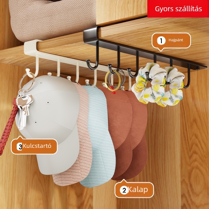 Ajtóra szerelhető kalap- és táskaakasztó – fúrás nélkül, modern minimalist stílus, kulcsok kiállítására