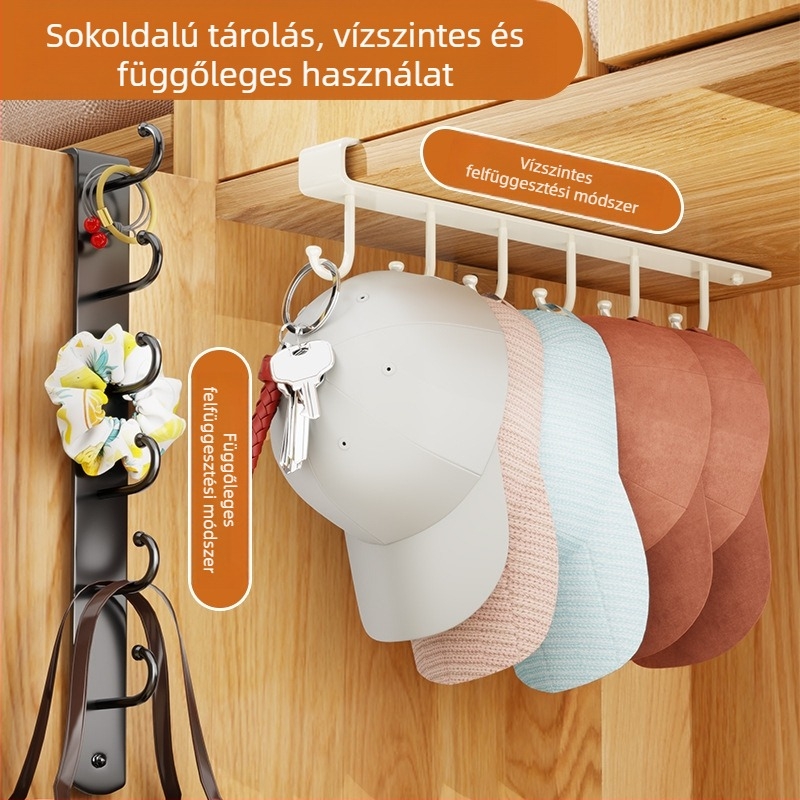 Ajtóra szerelhető kalap- és táskaakasztó – fúrás nélkül, modern minimalist stílus, kulcsok kiállítására