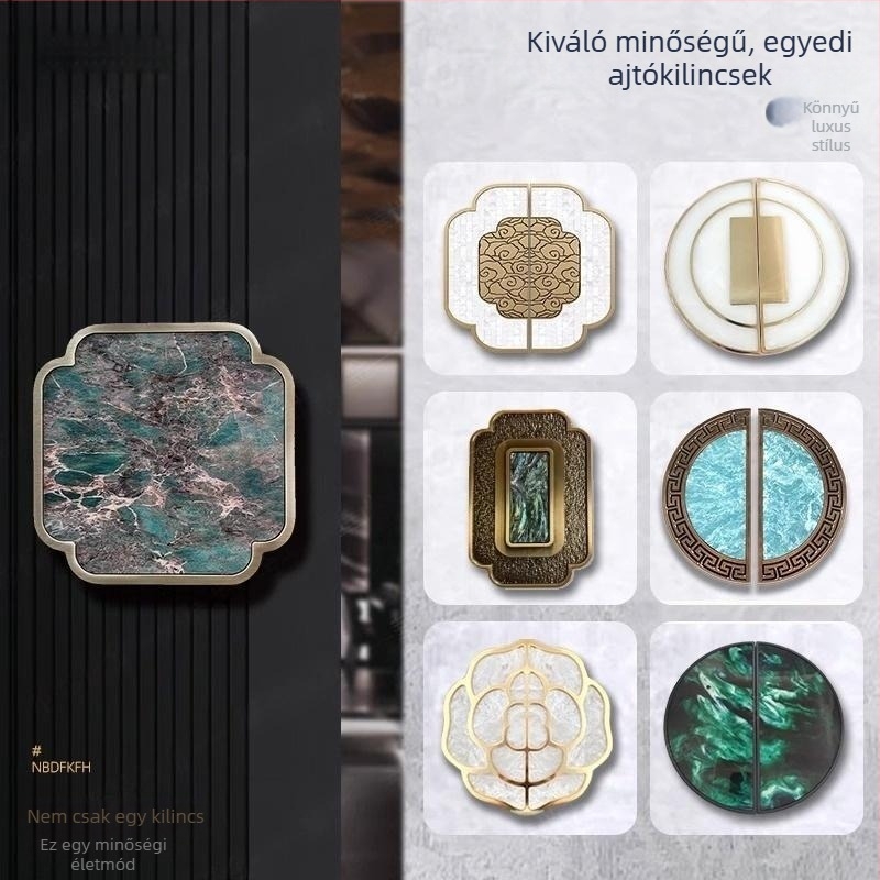 Kínai stílusú alumínium ajtófogantyú, könnyed luxussal, konkáv gravírozott üveg díszítéssel és kagyló jade motívummal