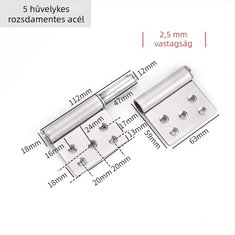 Rozsdamentes acélból készült univerzális zászló alakú pánt ajtókhoz és ablakokhoz, tűzálló, leszerelhető és forgó, modell J86999