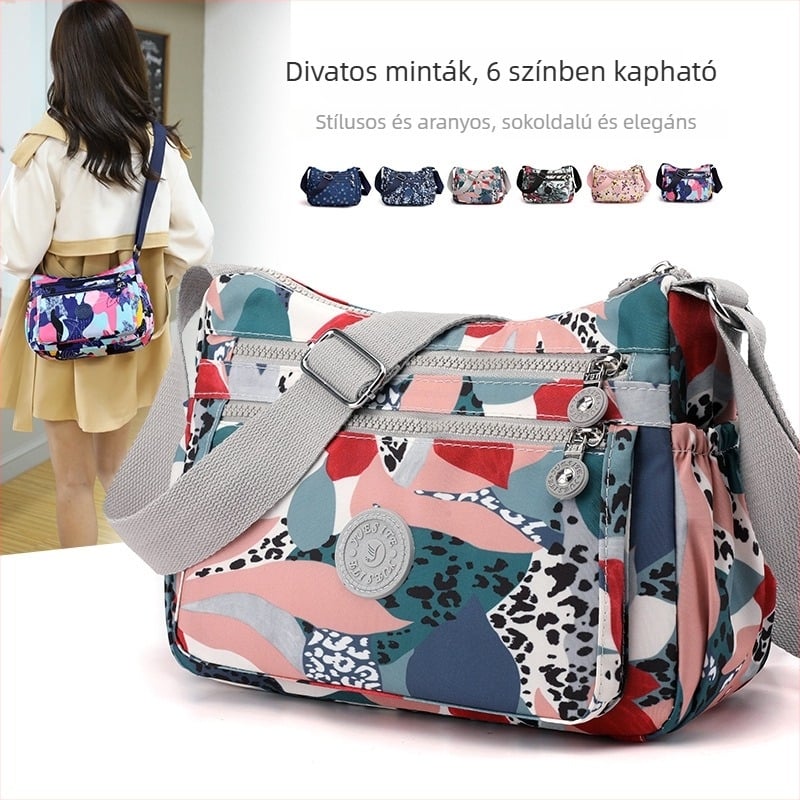 Nylonból készült női táska, könnyű, több rekesz, válltáska, casual stílus, koreai hatás