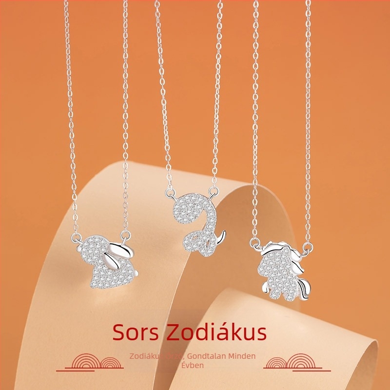 Kínai állatövi ezüst 999 nyaklánc, niche dizájn, könnyű luxus a Kígyó évére, cirkón medál