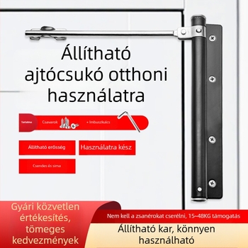 Rozsdamentes acél ajtócsukó, automata, csendes, állítható, könnyű otthoni és irodai használatra