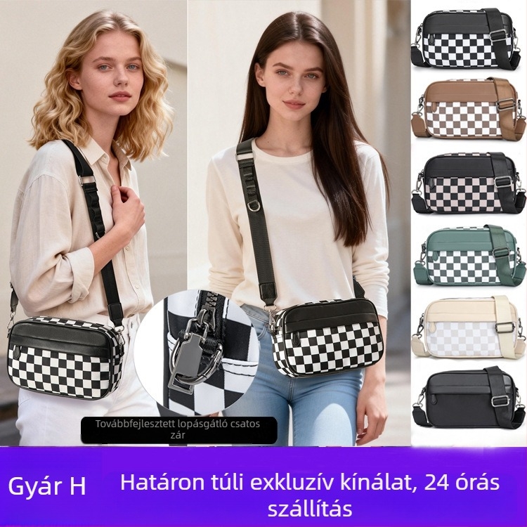 Mini négyszögletes táska sakkos mintával, váll- vagy crossbody stílusban
