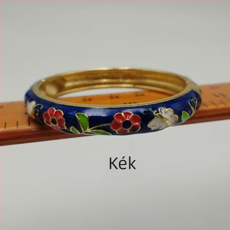 Gyermekeknek szóló cloisonné karkötő virágos áttört mintával, etnikus stílusú ékszer lányoknak