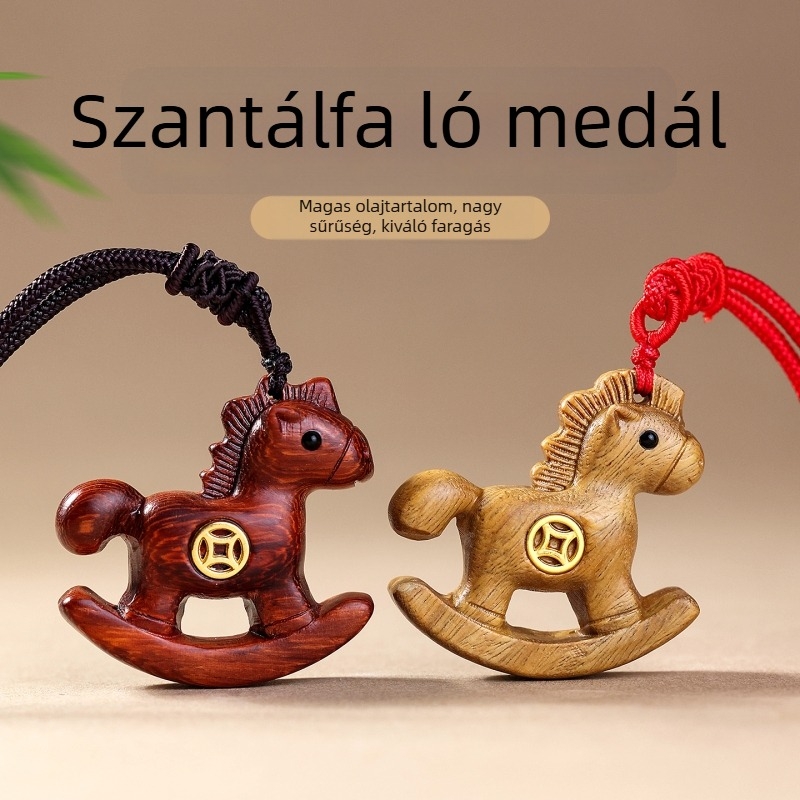 Szivárvány színű fa póni kulcstartó és telefonmedál – Zodiákus ló, személyre szabott ajándék a Ló évére