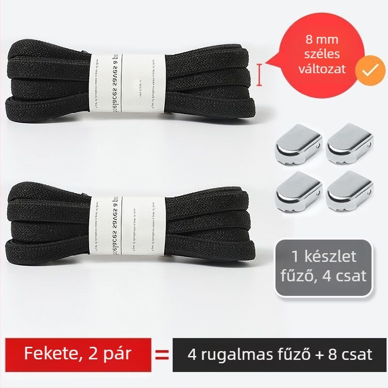 No-tie cipőfűzők gyerekeknek és felnőtteknek, lapos elasztikus fűzők klipszzel