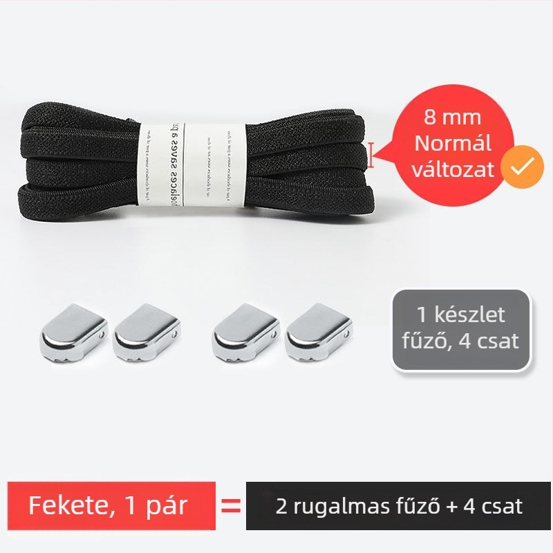 No-tie cipőfűzők gyerekeknek és felnőtteknek, lapos elasztikus fűzők klipszzel