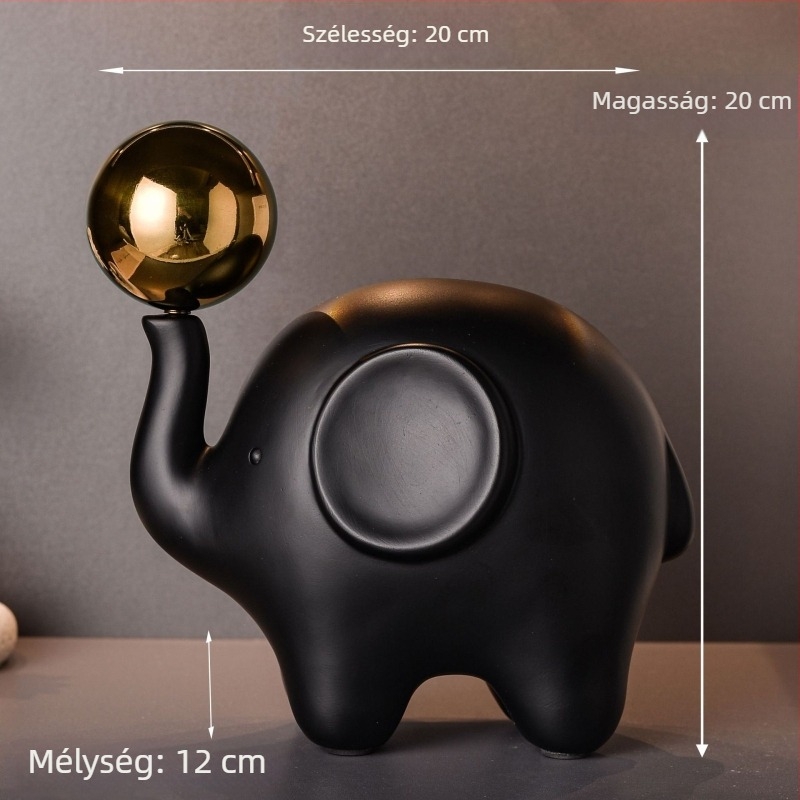 Modern fekete gyantaív aranyozott golyóval, asztali dísz