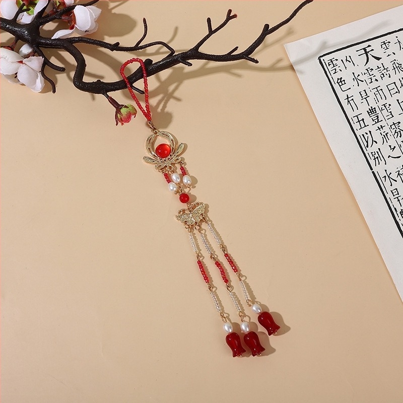 Bojtos medálos bross kínai vintage stílusban, Hanfu teás ruhához nőknek