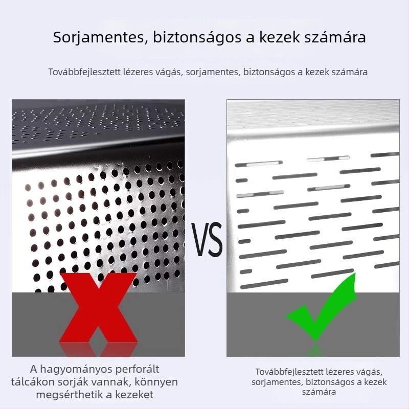 Élelmiszer-minőségű négyszögletes rozsdamentes acél leszűrőkosár a konyhába – zöldségek mosásához, szeleteléshez és reszeléshez