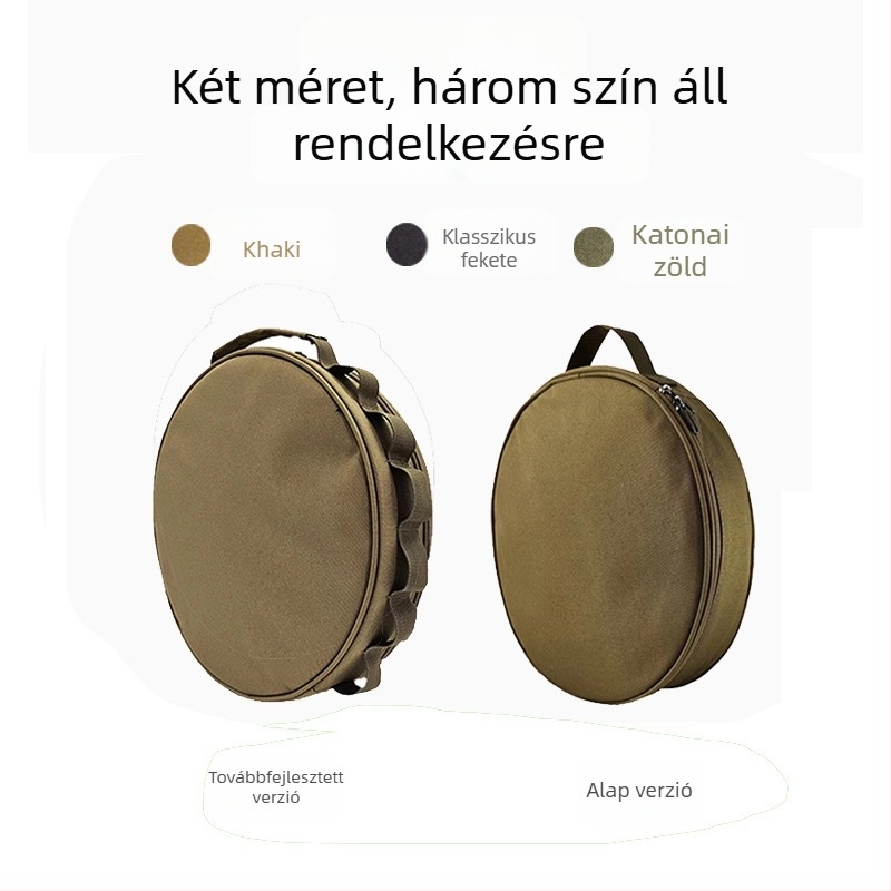 Oxford anyagú kemping táska, hengeres alakú hordozható szervező szerszámoknak és kábeleknek, cipzárral