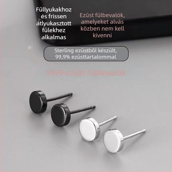 S999 Sterling ezüst, egyszerű, minimalist dizájnú lapos hátú fülbevaló férfiaknak, geometriai punk stílus