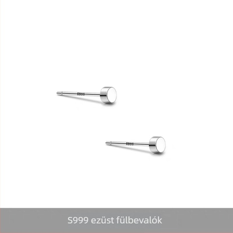 S999 Sterling ezüst, egyszerű, minimalist dizájnú lapos hátú fülbevaló férfiaknak, geometriai punk stílus