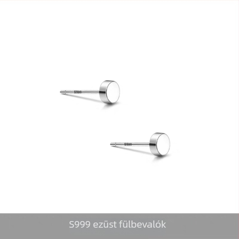 S999 Sterling ezüst, egyszerű, minimalist dizájnú lapos hátú fülbevaló férfiaknak, geometriai punk stílus
