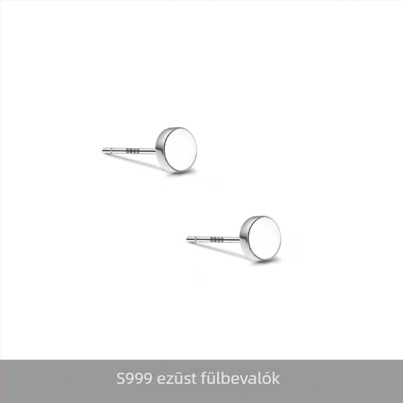 S999 Sterling ezüst, egyszerű, minimalist dizájnú lapos hátú fülbevaló férfiaknak, geometriai punk stílus