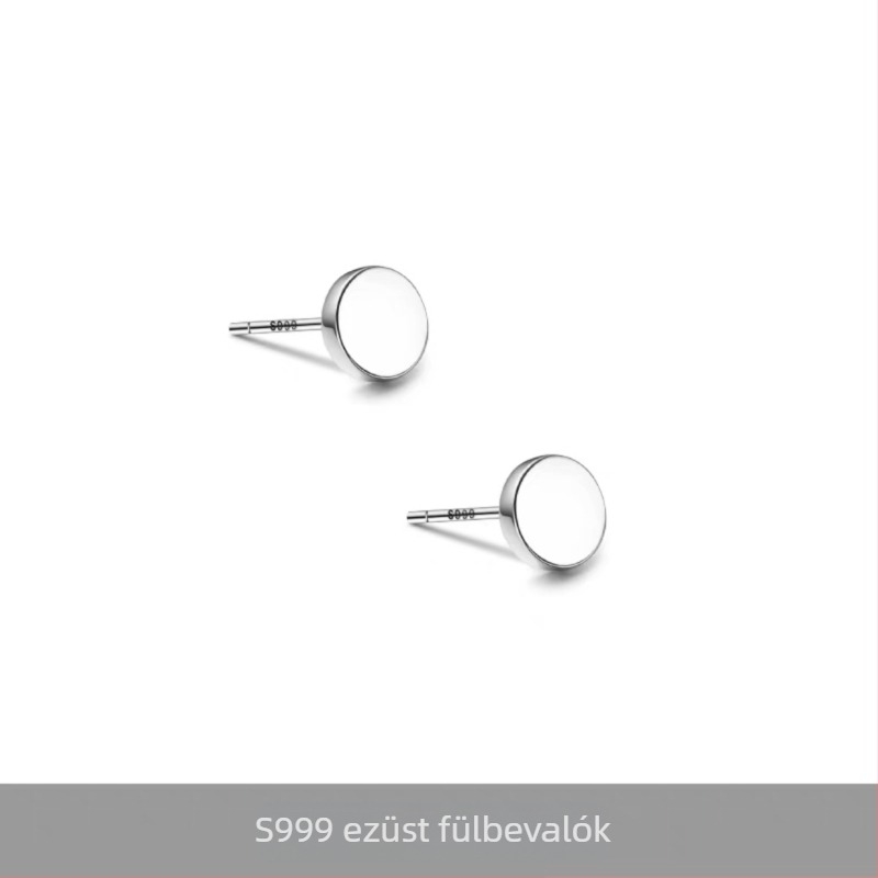 S999 Sterling ezüst, egyszerű, minimalist dizájnú lapos hátú fülbevaló férfiaknak, geometriai punk stílus