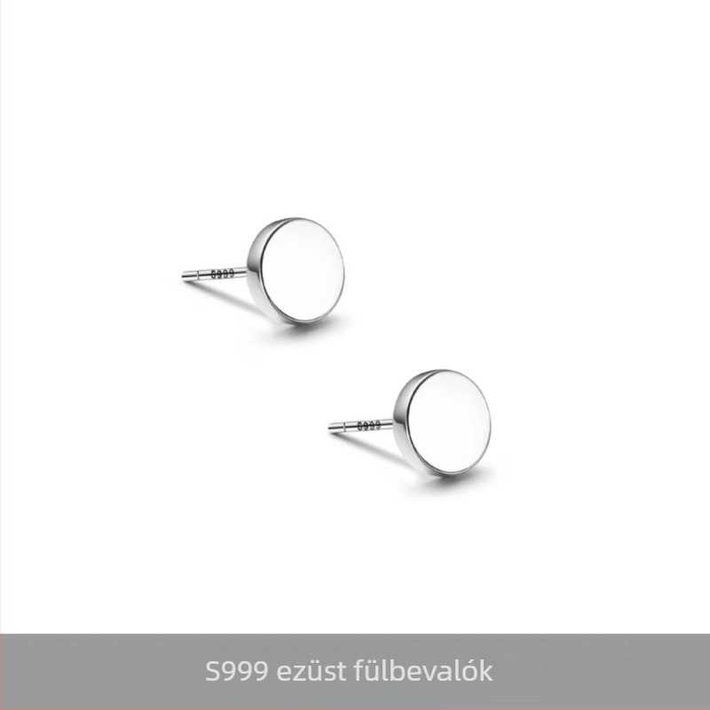 S999 Sterling ezüst, egyszerű, minimalist dizájnú lapos hátú fülbevaló férfiaknak, geometriai punk stílus