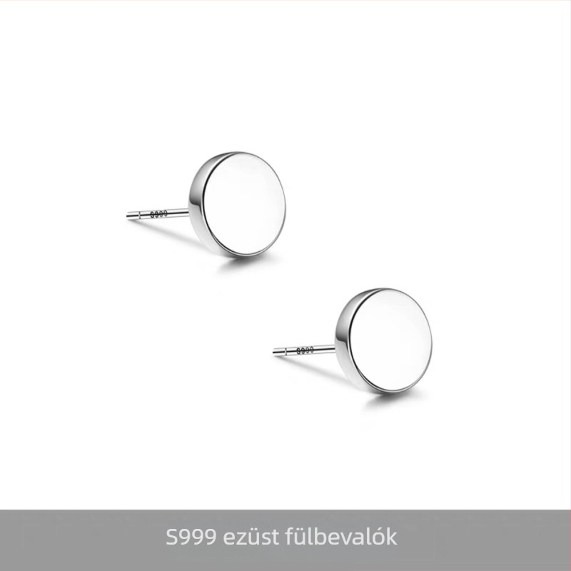 S999 Sterling ezüst, egyszerű, minimalist dizájnú lapos hátú fülbevaló férfiaknak, geometriai punk stílus