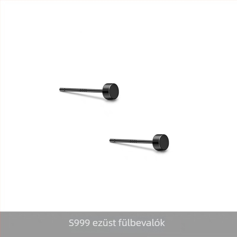 S999 Sterling ezüst, egyszerű, minimalist dizájnú lapos hátú fülbevaló férfiaknak, geometriai punk stílus